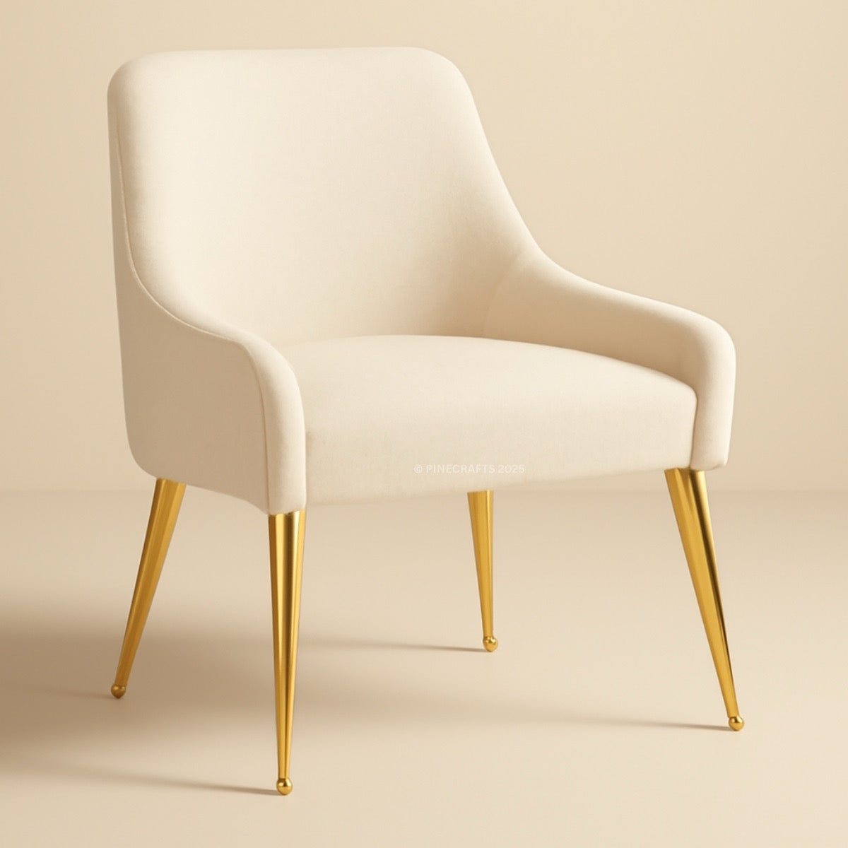 Beige chair with gold legs on a beige background