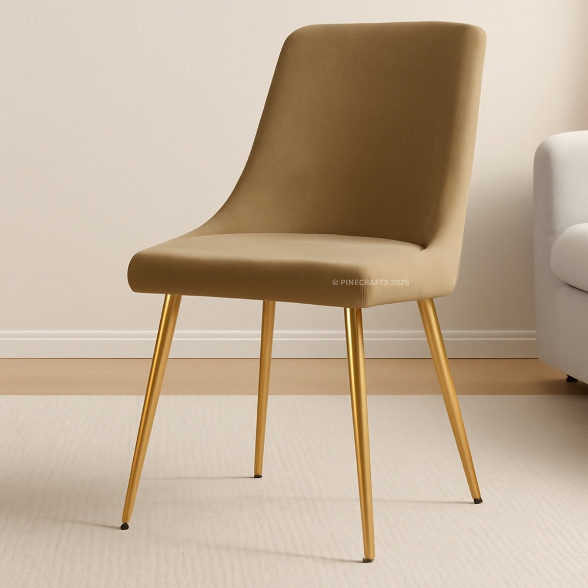 Velvet Cushioned Dining Chair with Stainless Steel Legs