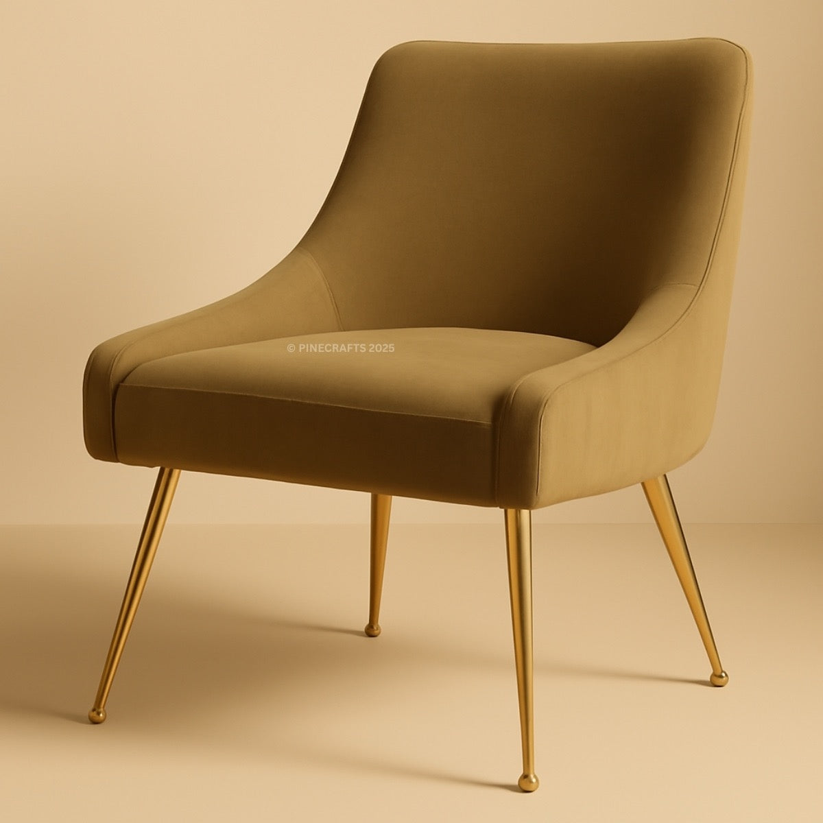 Brown chair with gold legs on a beige background