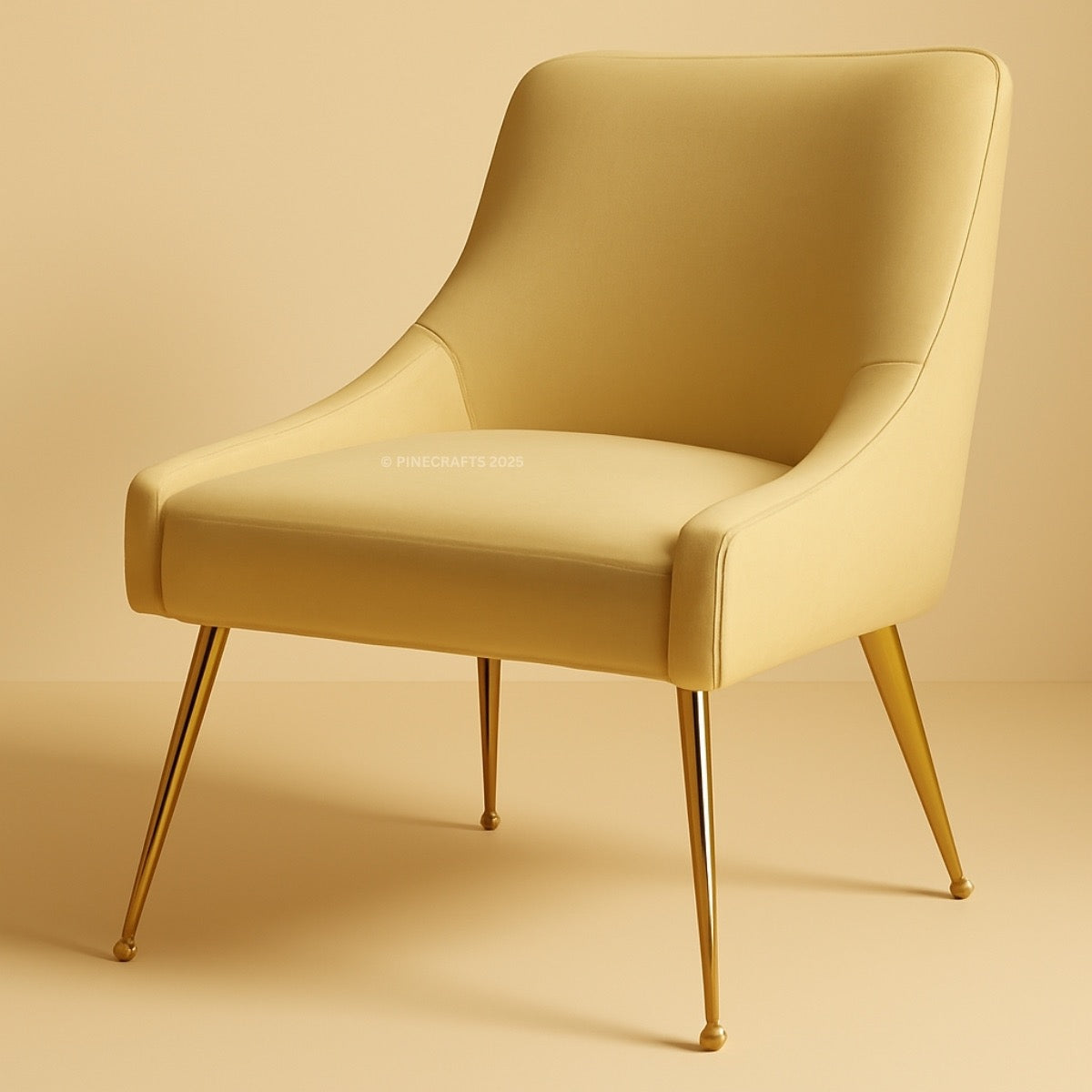 Beige chair with gold legs on a beige background