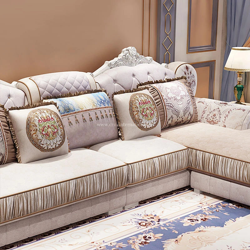 Modern Carved L Shape Sofa