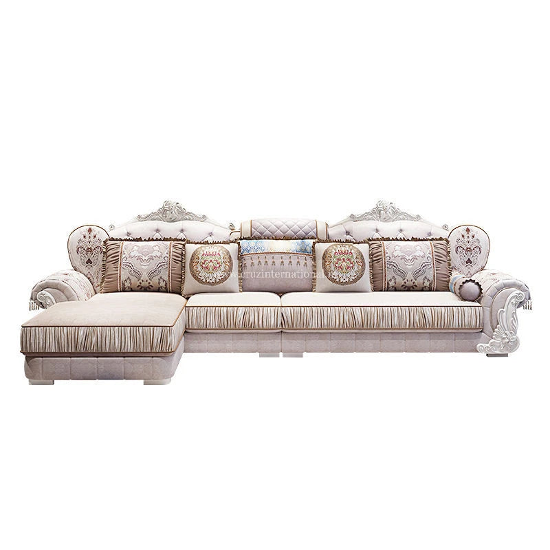 Modern Carved L Shape Sofa