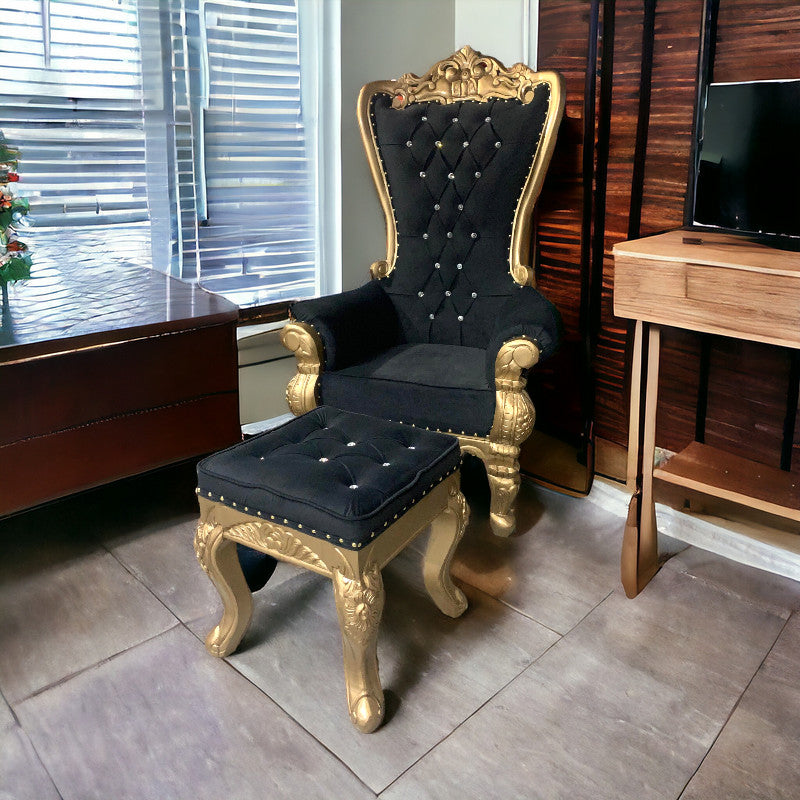 Antique Maharaja Chair + Ottoman | 1 Seater