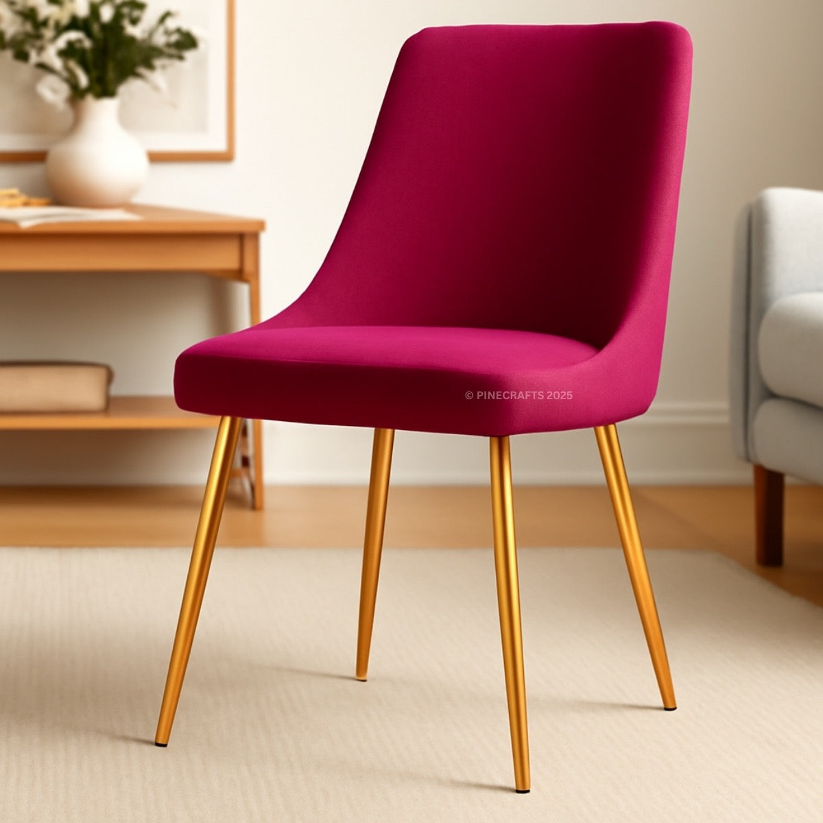 Velvet Cushioned Dining Chair with Stainless Steel Legs
