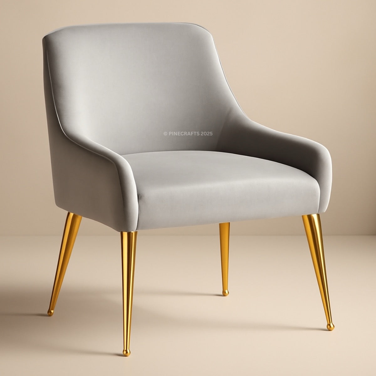Gray chair with gold legs on a beige background