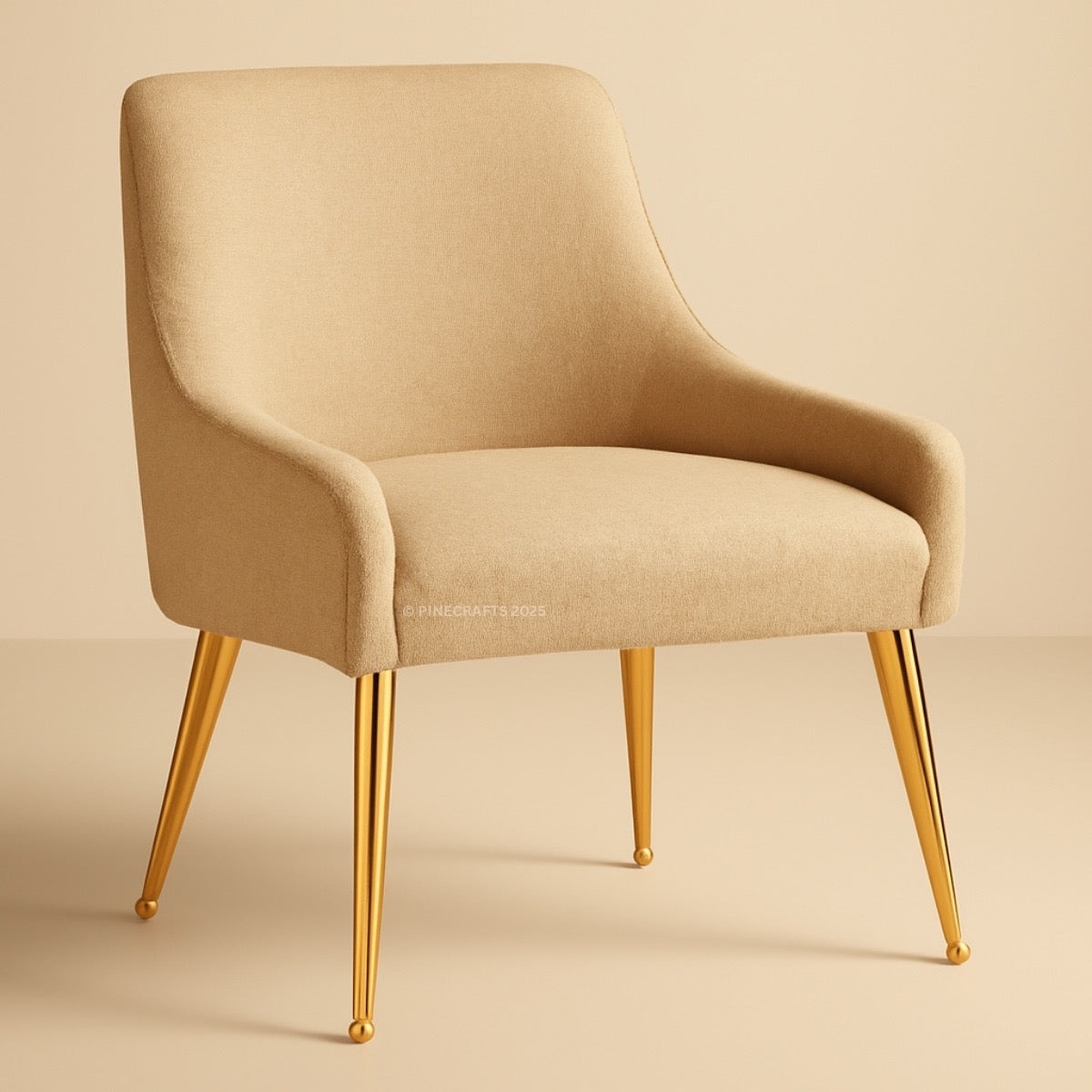 Beige chair with gold legs on a beige background