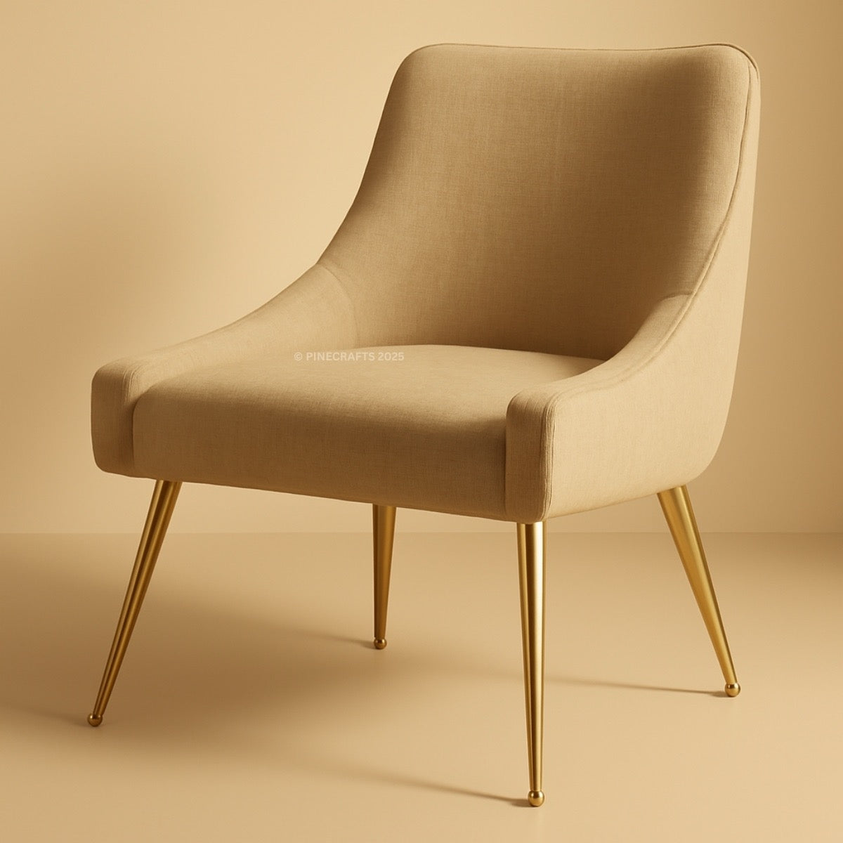 Beige chair with gold legs on a beige background