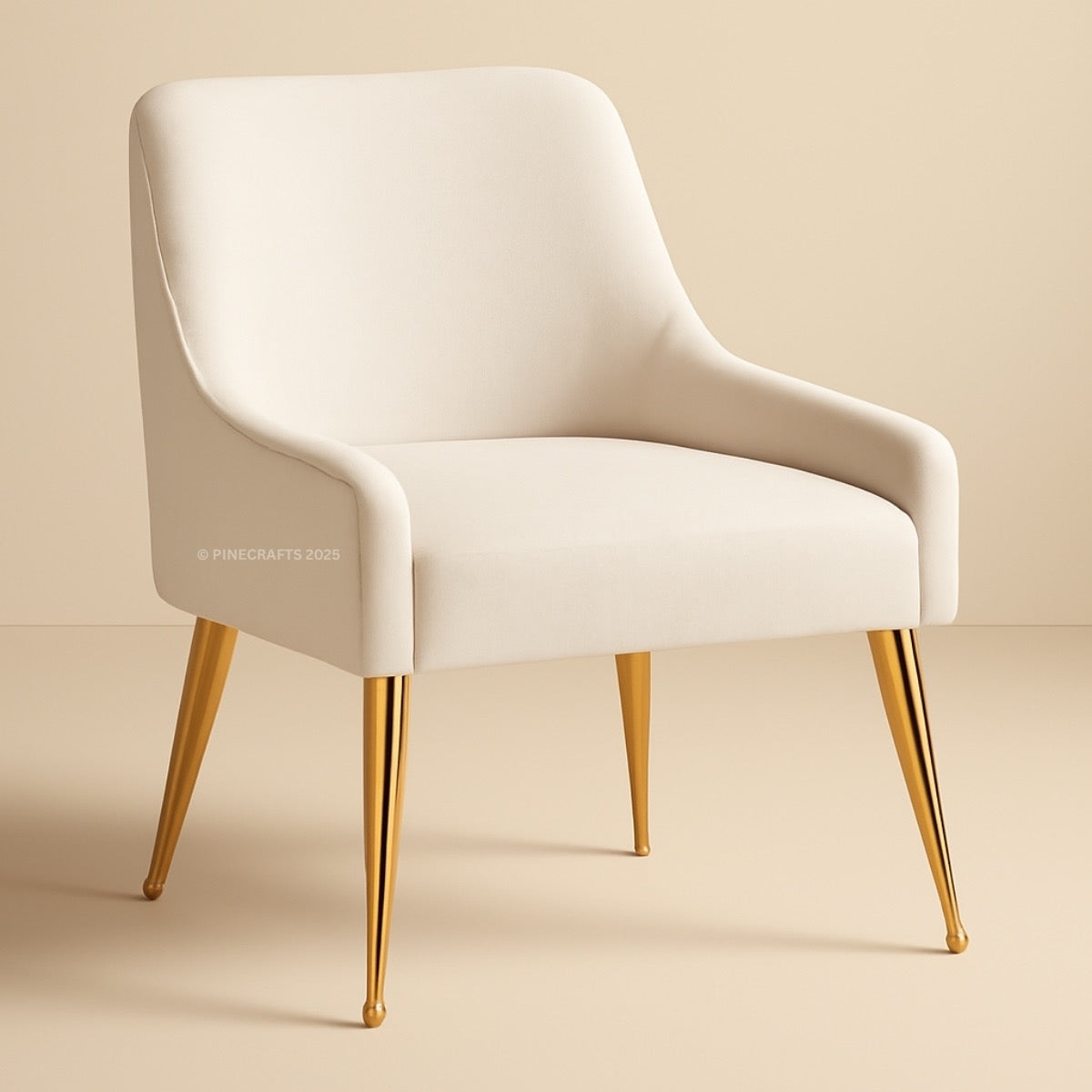 Beige chair with gold legs on a beige background