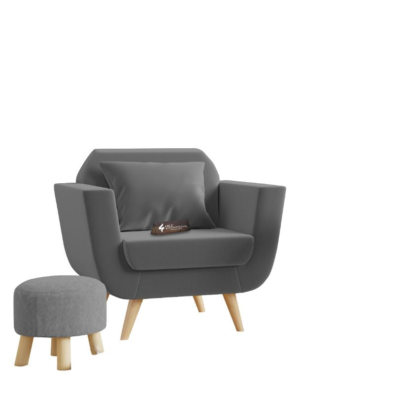 Modern Zoë Arm Chair + Footrest | Standard | 12 Colours Available CRUZ INTERNATIONAL