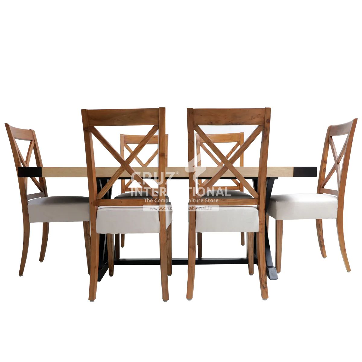 Classic Jack Benito Wooden Dinning Table | 6 Chairs & 1 Table CRUZ INTERNATIONAL