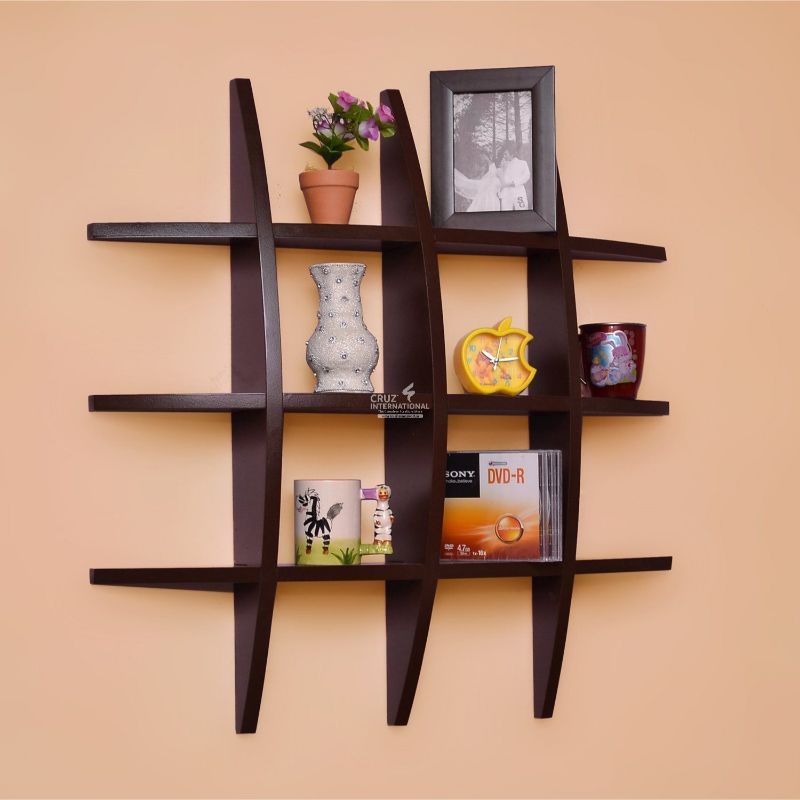 Modern Wooden Wall Rack Shelves CRUZ INTERNATIONAL