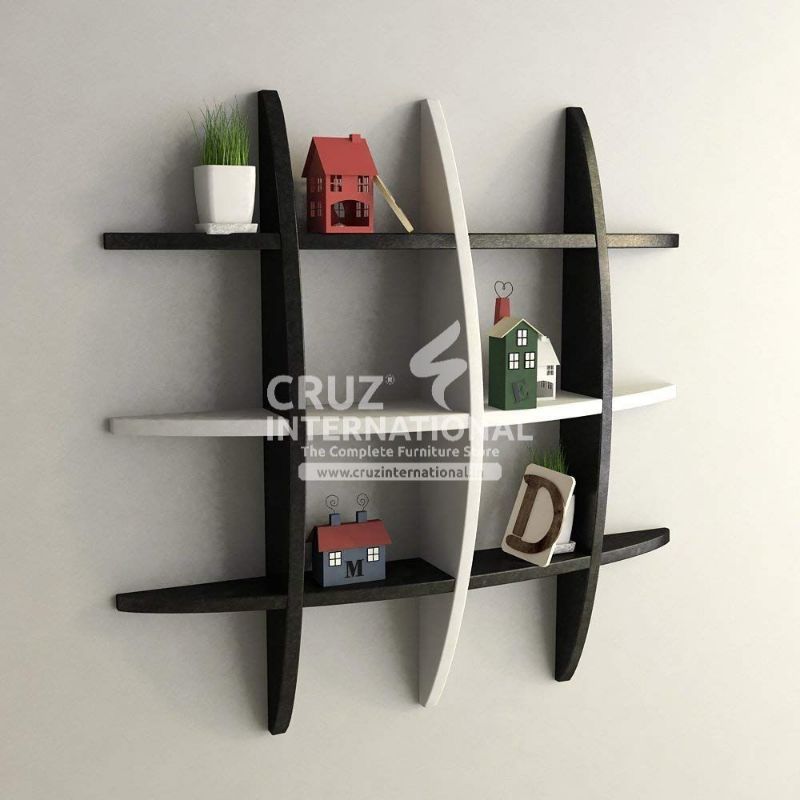 Modern Wooden Wall Rack Shelves CRUZ INTERNATIONAL