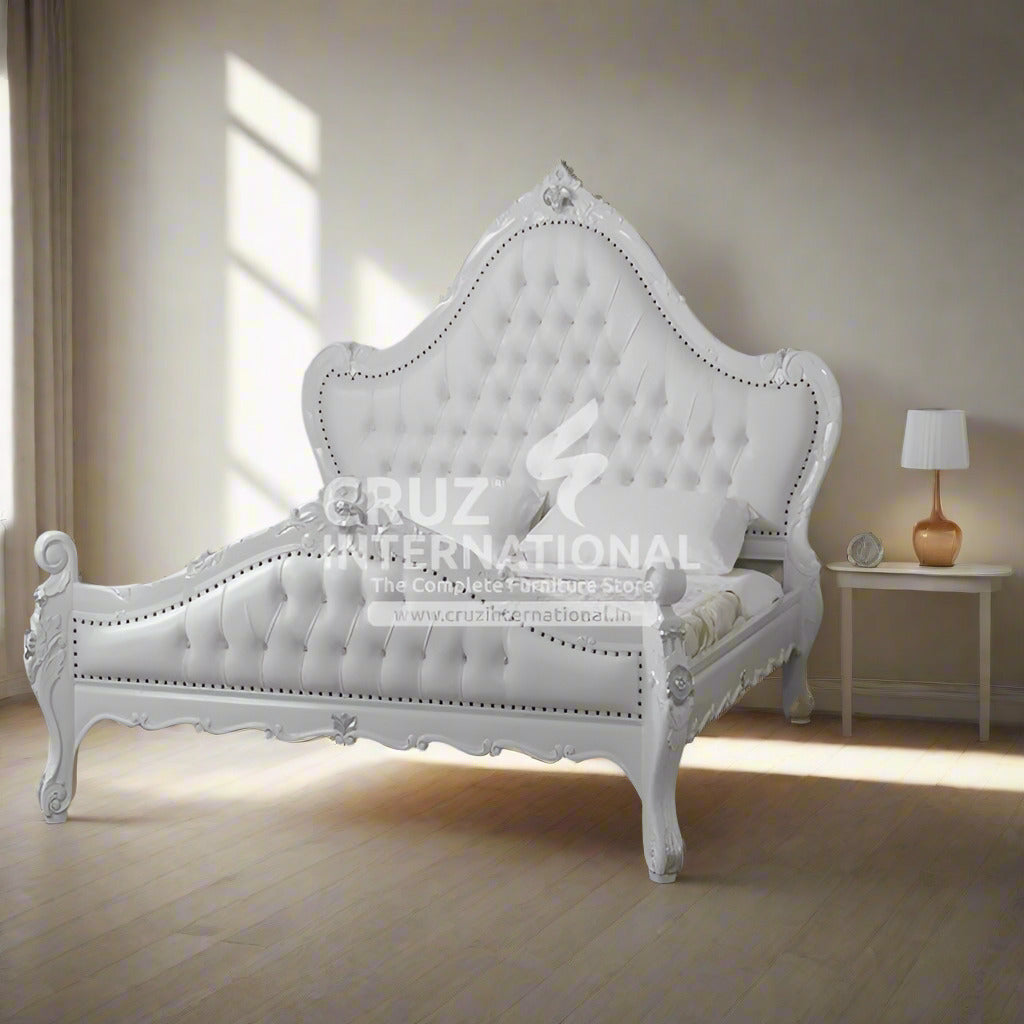 Maharaja Carving White Giulio Bed CRUZ INTERNATIONAL