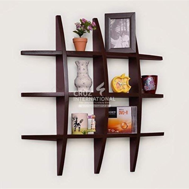 Modern Wooden Wall Rack Shelves CRUZ INTERNATIONAL