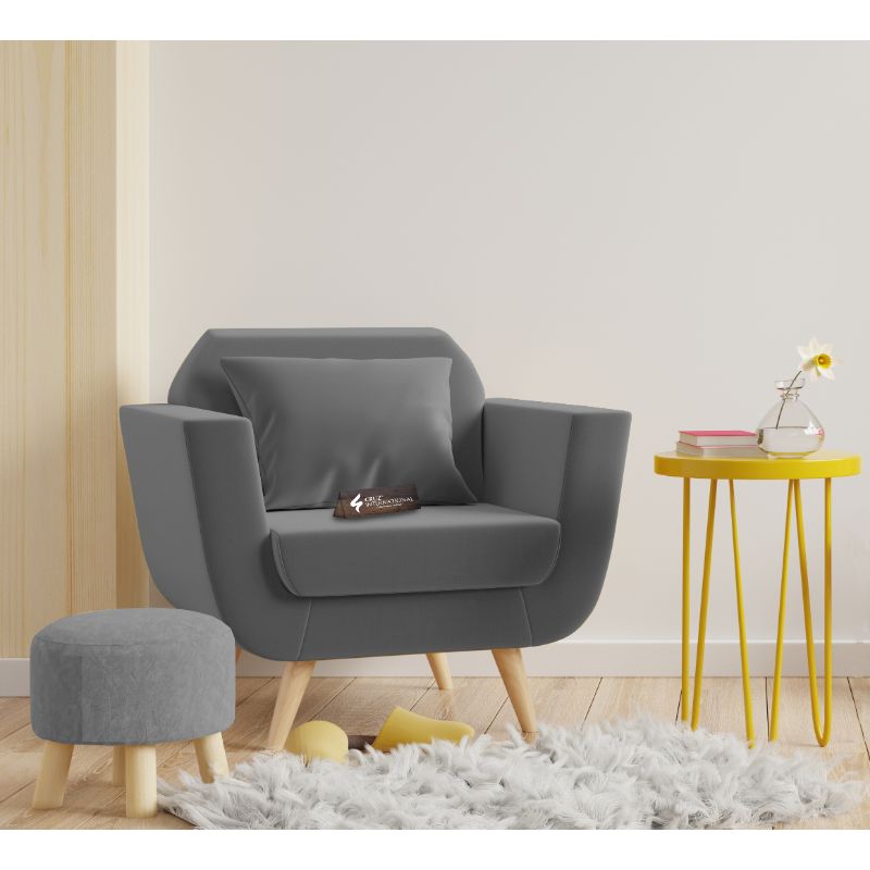 Modern Zoë Arm Chair + Footrest | Standard | 12 Colours Available CRUZ INTERNATIONAL