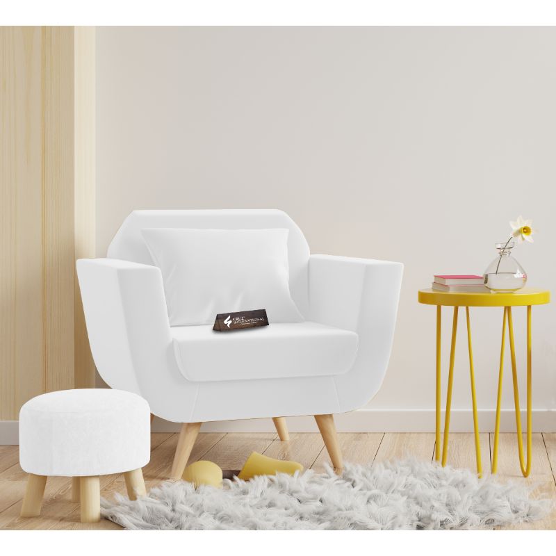 Modern Zoë Arm Chair + Footrest | Standard | 12 Colours Available CRUZ INTERNATIONAL