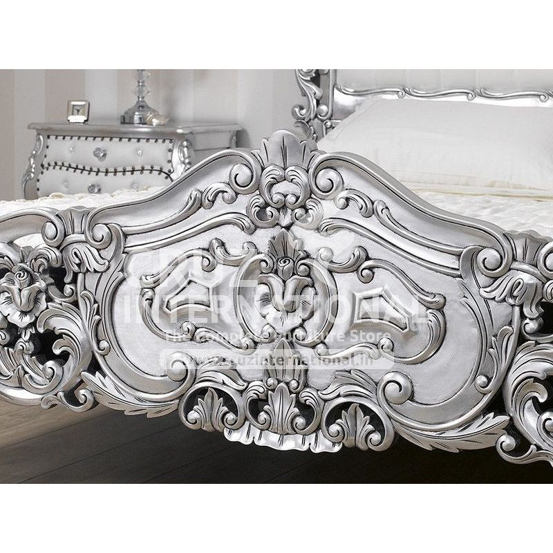 Maharaja Carlotta Silvar Carving Bed (Silver Antique Finish) CRUZ INTERNATIONAL