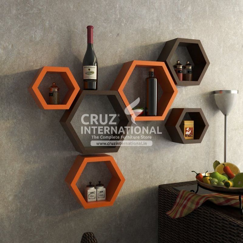 Decor Wooden Wall Rack Shelves CRUZ INTERNATIONAL