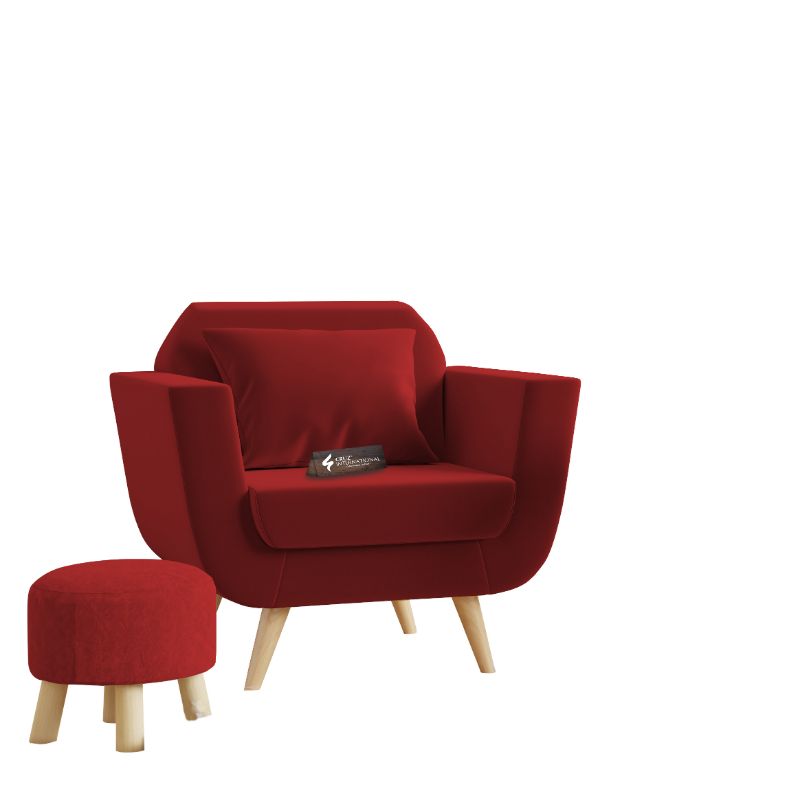 Modern Zoë Arm Chair + Footrest | Standard | 12 Colours Available CRUZ INTERNATIONAL