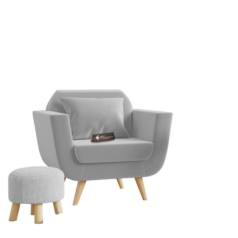 Modern Zoë Arm Chair + Footrest | Standard | 12 Colours Available CRUZ INTERNATIONAL