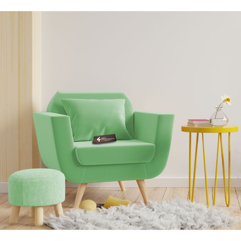 Modern Zoë Arm Chair + Footrest | Standard | 12 Colours Available CRUZ INTERNATIONAL