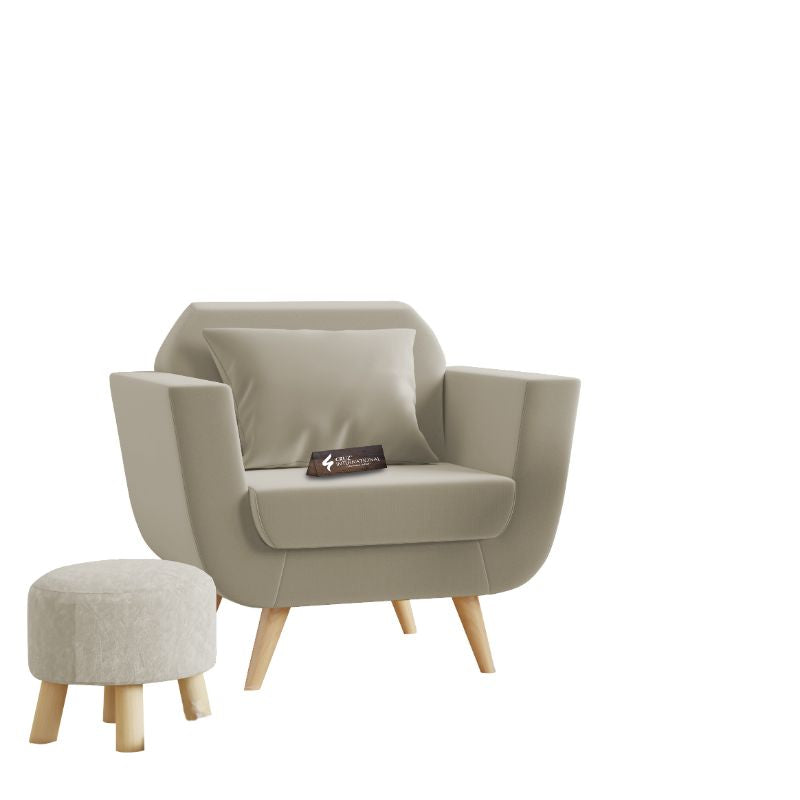 Modern Zoë Arm Chair + Footrest | Standard | 12 Colours Available CRUZ INTERNATIONAL