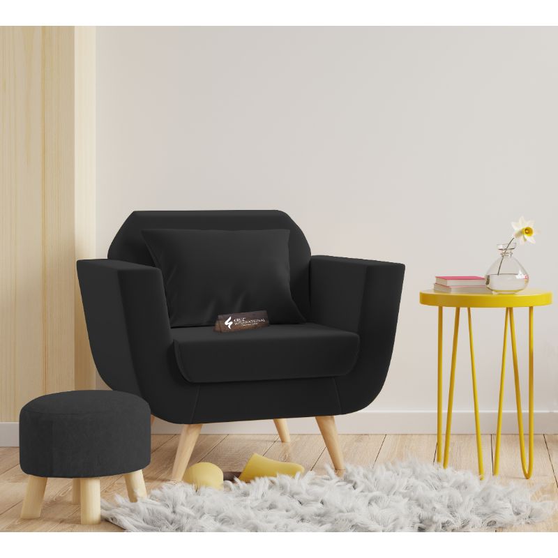 Modern Zoë Arm Chair + Footrest | Standard | 12 Colours Available CRUZ INTERNATIONAL