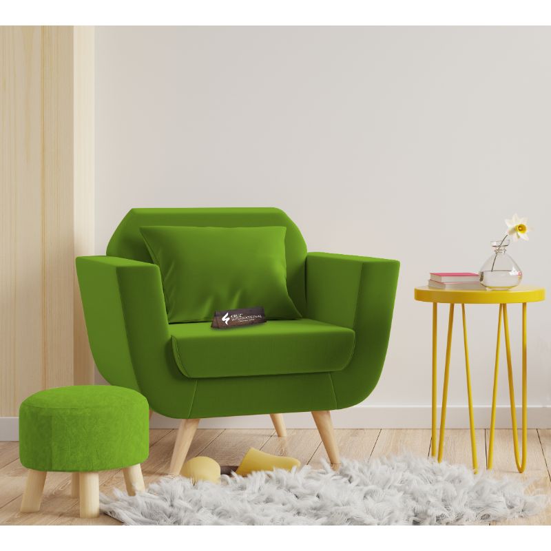 Modern Zoë Arm Chair + Footrest | Standard | 12 Colours Available CRUZ INTERNATIONAL