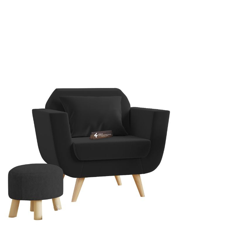 Modern Zoë Arm Chair + Footrest | Standard | 12 Colours Available CRUZ INTERNATIONAL