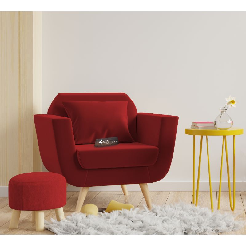 Modern Zoë Arm Chair + Footrest | Standard | 12 Colours Available CRUZ INTERNATIONAL