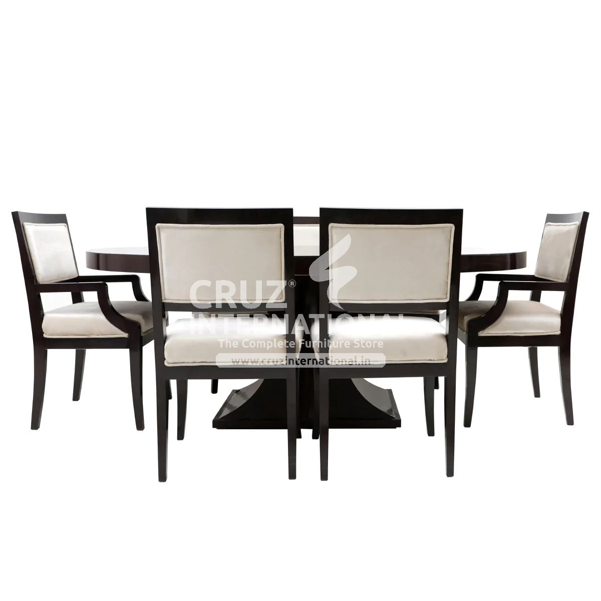 Classic Jacob Round Wooden Dinning Table | 4 Chairs + 1 Bench & 1 Table CRUZ INTERNATIONAL
