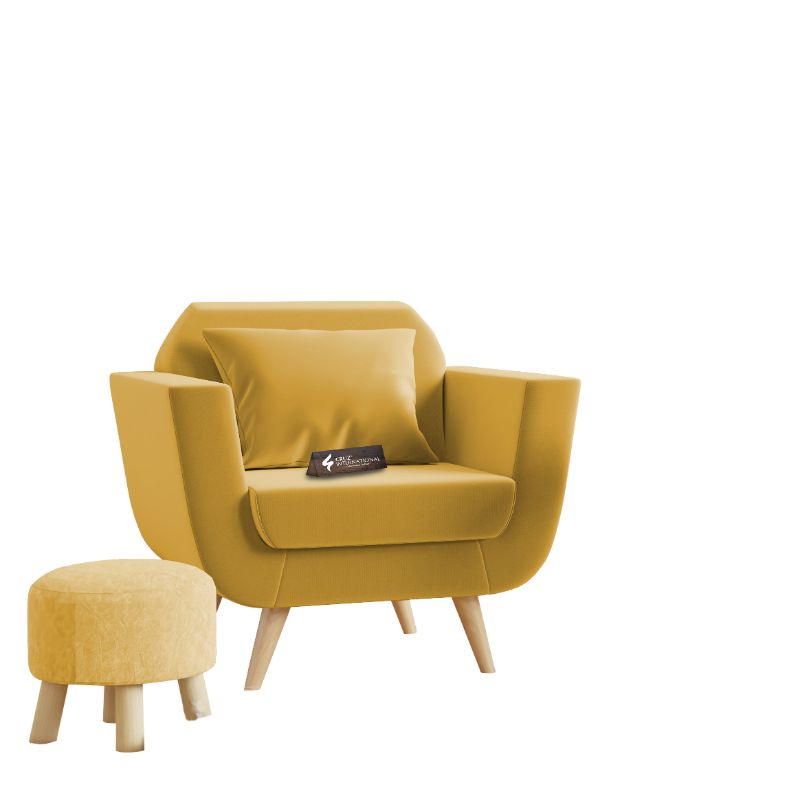 Modern Zoë Arm Chair + Footrest | Standard | 12 Colours Available CRUZ INTERNATIONAL