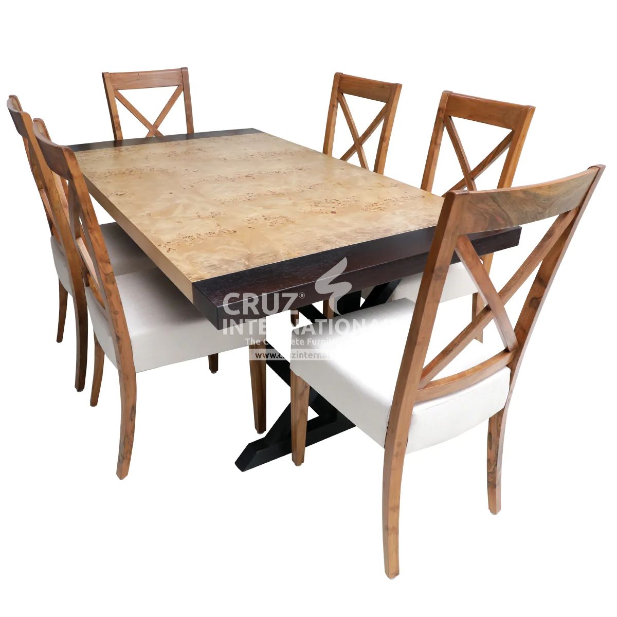 Classic Jack Benito Wooden Dinning Table | 6 Chairs & 1 Table CRUZ INTERNATIONAL