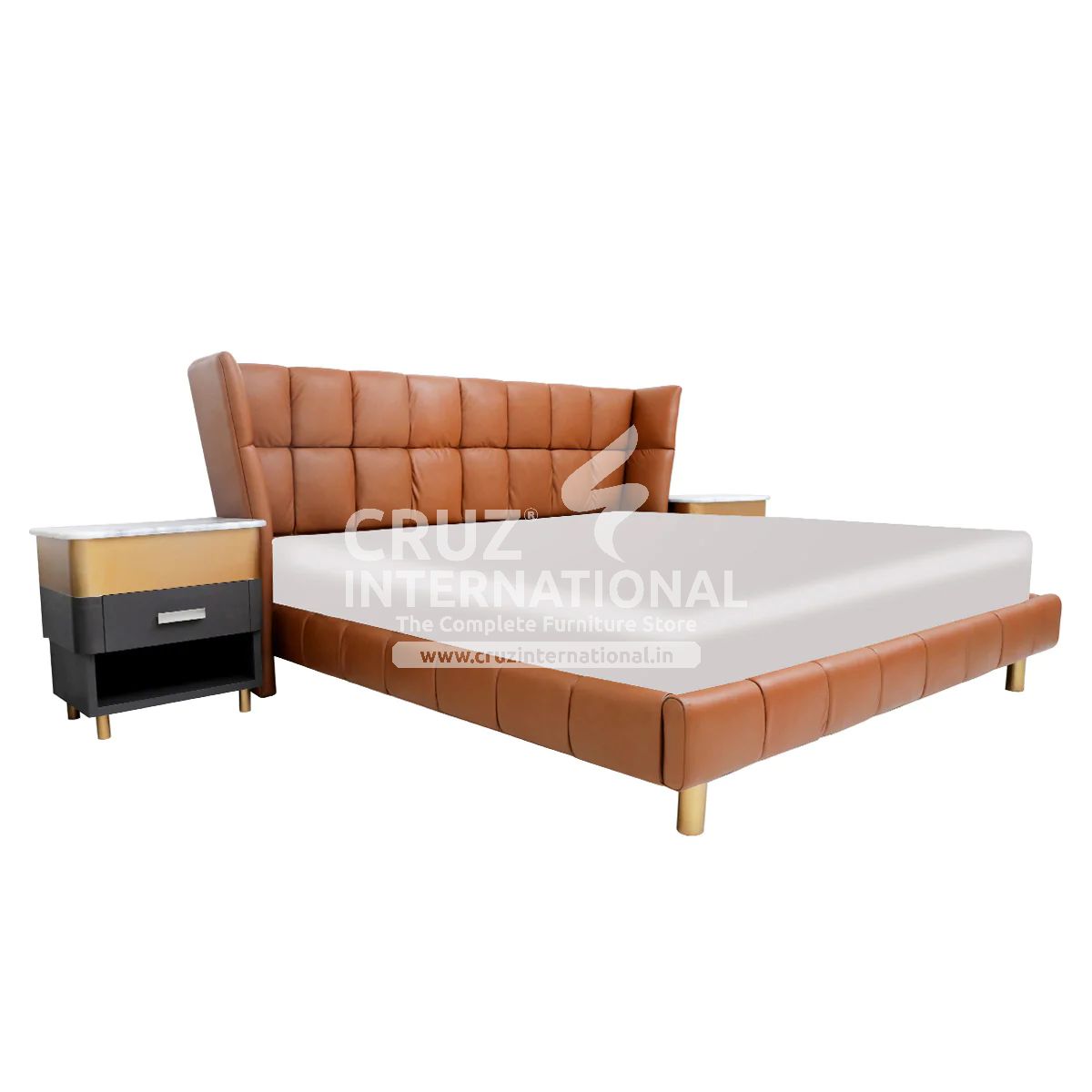 Modern Thiago Classic Gaia Bed | 2 Sizes Available | with Side table CRUZ INTERNATIONAL
