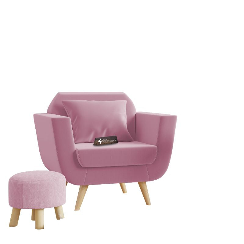 Modern Zoë Arm Chair + Footrest | Standard | 12 Colours Available CRUZ INTERNATIONAL