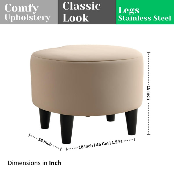 PineCrafts Living Room Puffy Ottoman (Beige) - Ottoman - CRUZ INTERNATIONAL - Furniture Store