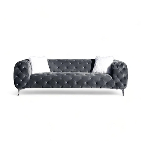 Button Tufted Design 3+1 Seater Fabric Sofa - Table - CRUZ INTERNATIONAL - Furniture Store