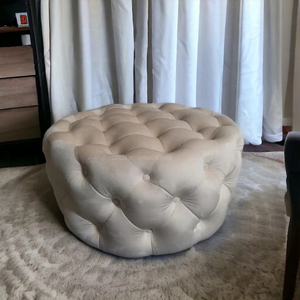 Retro Button Tufted Fabric Ottoman Bench - Table - CRUZ INTERNATIONAL - Furniture Store