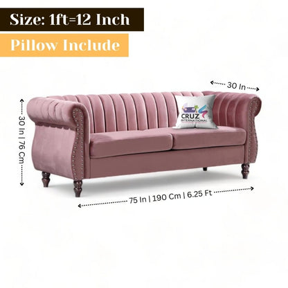 Royal Fabric 3 Seater Sofa Couch for Your Living Room, Office (Rosegold)