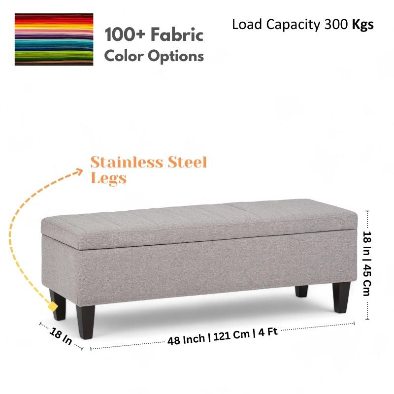 Modern Bench Ottoman with Storage – Solid Wood Frame & Velvet Fabric