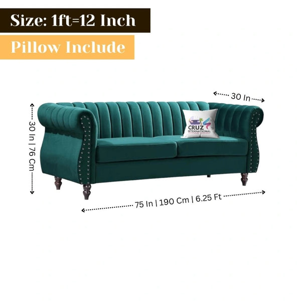 Royal Fabric 3 Seater Sofa Couch - Sofa - CRUZ INTERNATIONAL - Furniture Store