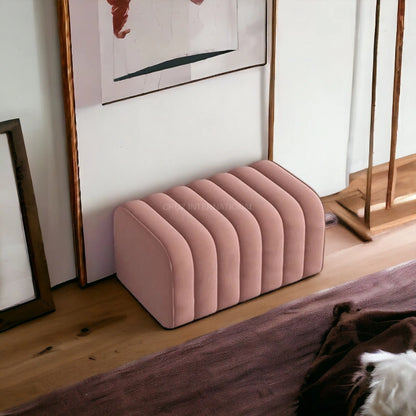 Modern Look Cute Fabric Ottoman Bench for Living Room Office Bedroom