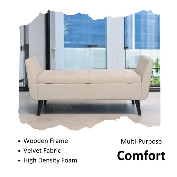 Velvet Sofa with Glossy Stainless Steel Legs - Settee & Diwaan - CRUZ INTERNATIONAL - Furniture Store