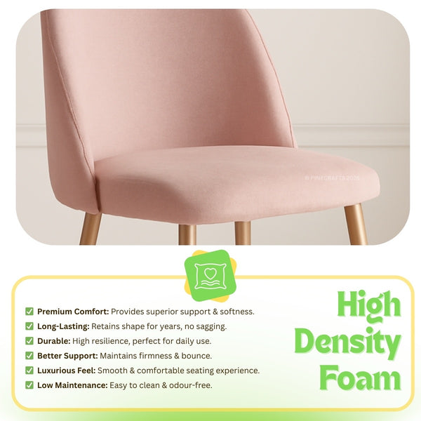 Pink chair with high density foam features on a white background