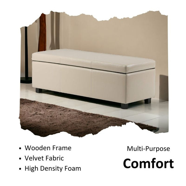 Stylish Velvet Bench Ottoman with Stainless Steel Legs - Settee & Diwaan - CRUZ INTERNATIONAL - Furniture Store