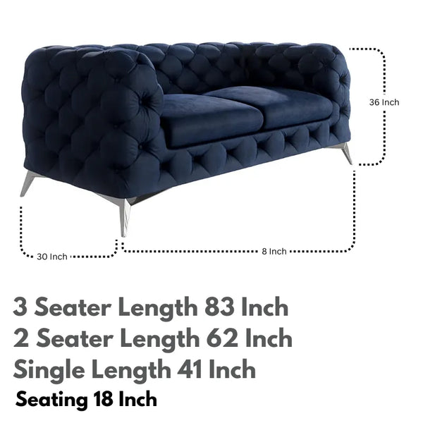 Button Tufted Chester Sofa Set: 3+2+1 - Wall Shelves - CRUZ INTERNATIONAL - Furniture Store