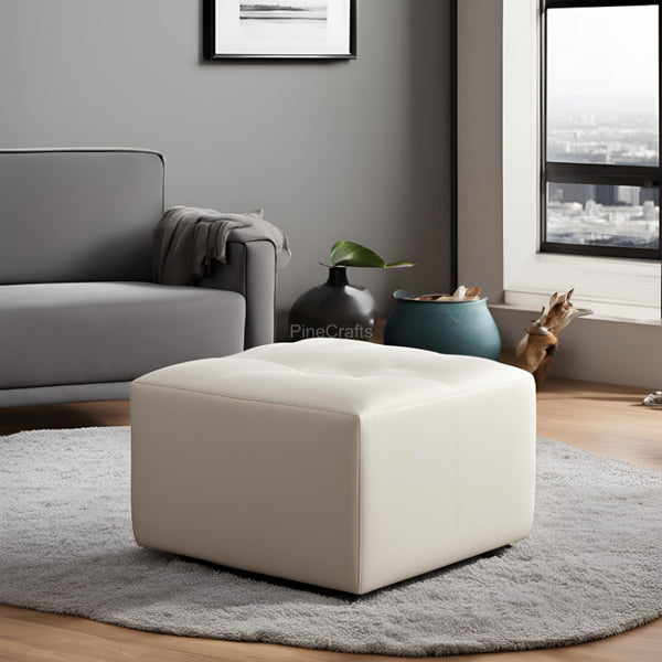PineCrafts Square Puffy Ottoman (Beige) - Ottoman - CRUZ INTERNATIONAL - Furniture Store