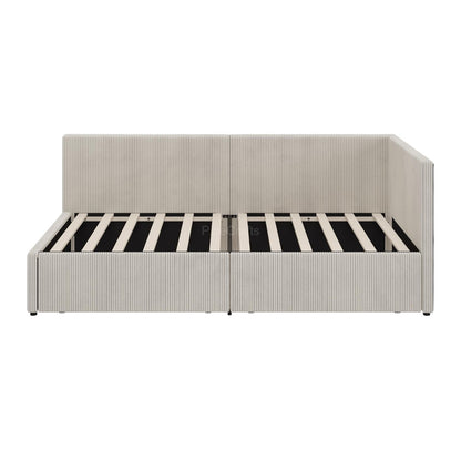 Elegant Single Fabric Diwan Bed with Storage