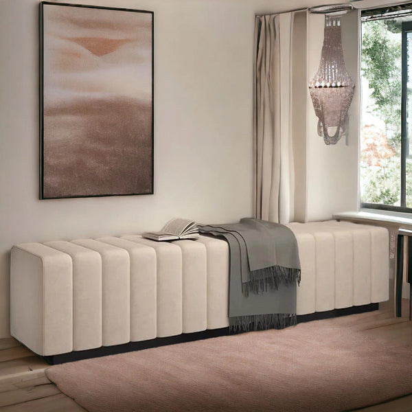 Modern Look Cute Fabric Ottoman Bench - Table - CRUZ INTERNATIONAL - Furniture Store