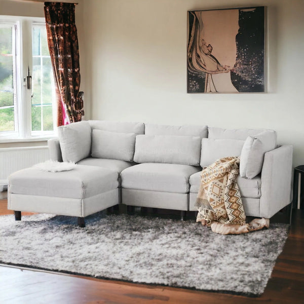 Modern Cute Look 4 Seater L Shape Fabric Sofa - Table - CRUZ INTERNATIONAL - Furniture Store